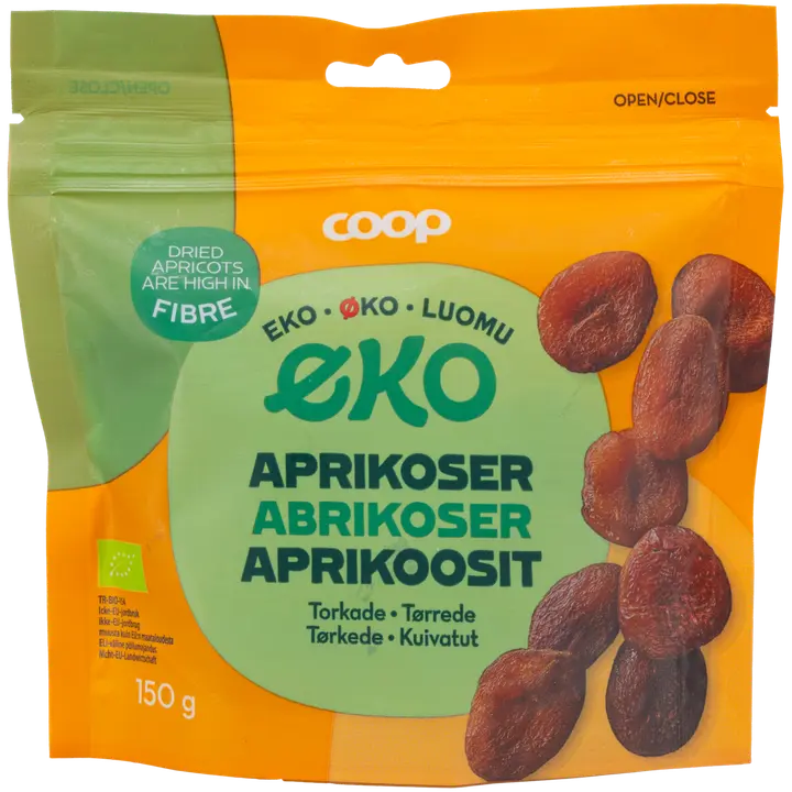 Coop kuivatut aprikoosit luomu 150 g  