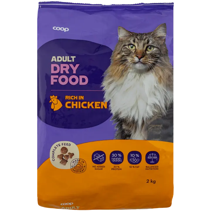 Coop kuivaruoka sis. kanaa täysikasvuisille kissoille täysrehu 2 kg