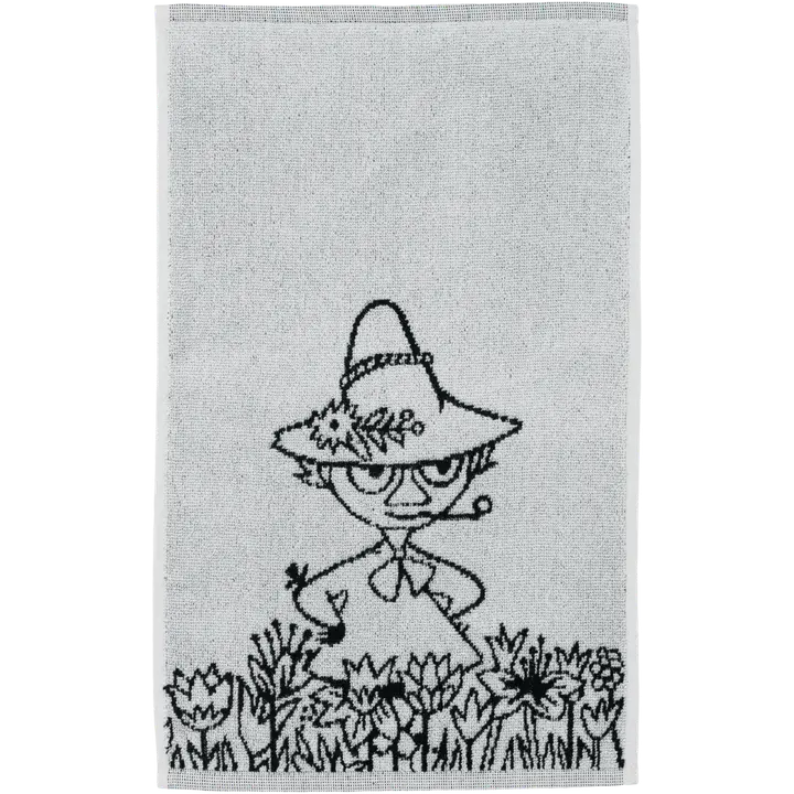 Moomin Arabia käsipyyhe 30x50 Nuuskamuikkunen harmaa GOTS