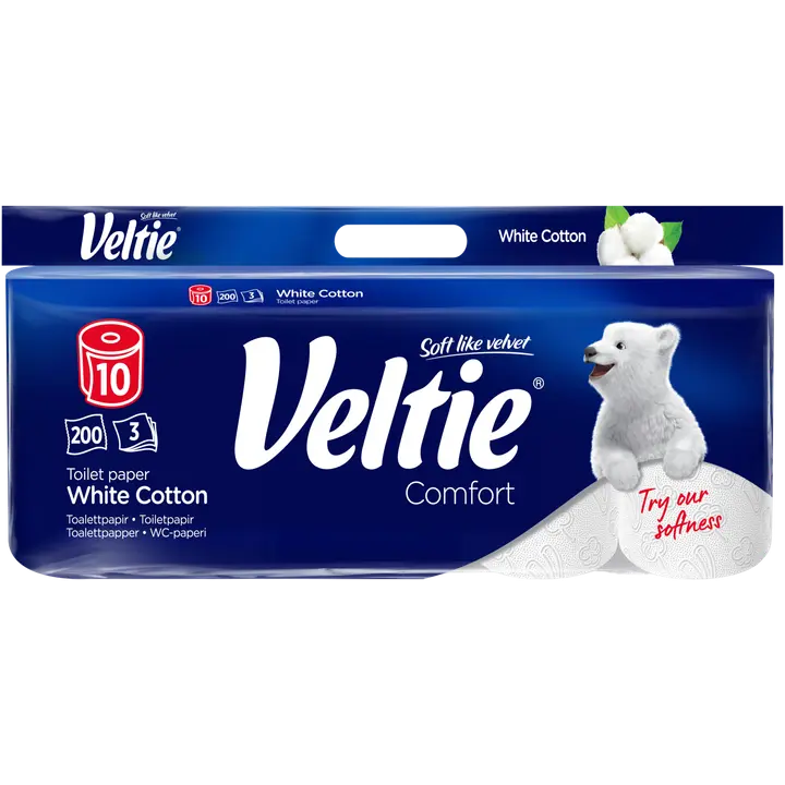 Veltie wc-paperi Comfort White Cotton 10 rll 3 krs