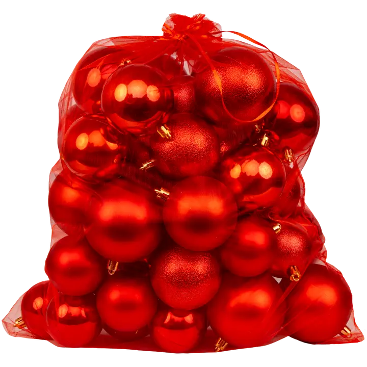 Joulupalloja kolmessa eri koossa 45 kpl punainen