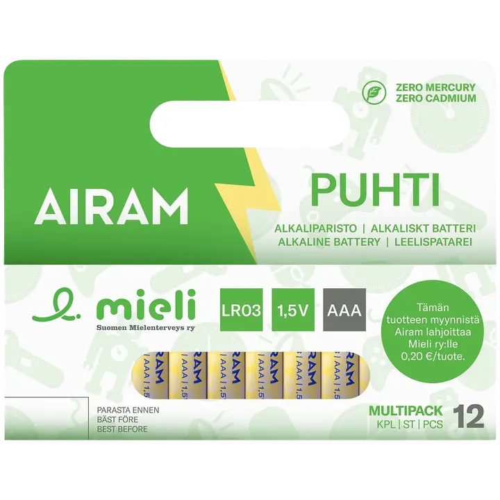 Airam Mielinauha Puhti-paristo LR03 AAA 12krt
