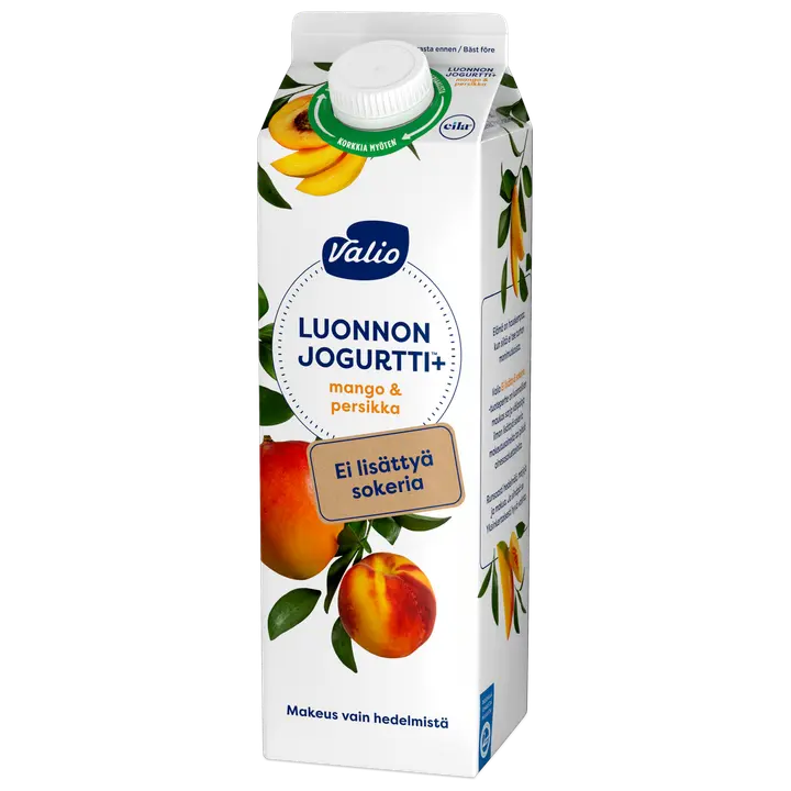 Valio Luonnonjogurtti+™ mango & persikka 1 kg ei lisättyä sokeria, laktoositon