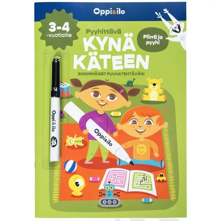Oppi&ilo Pyyhittävä Kynä käteen -puuhakirja 3-4 v