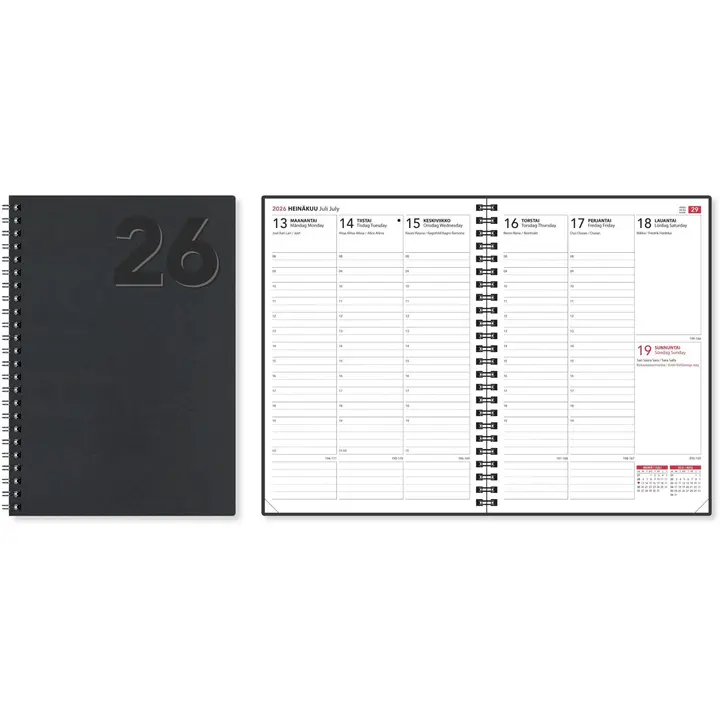 Pöytäkalenteri EkoViikkomuistio musta 2026