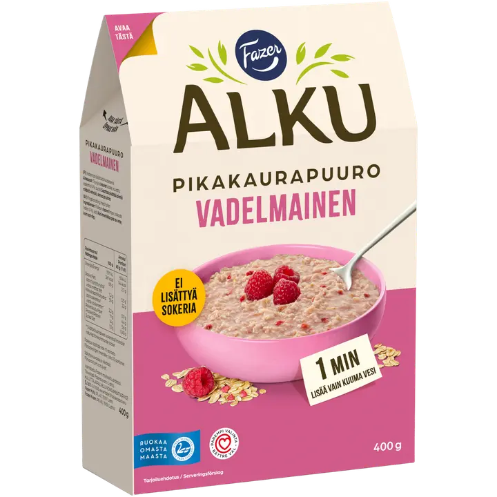 Fazer Alku Vadelmainen pikakaurapuuro 400 g