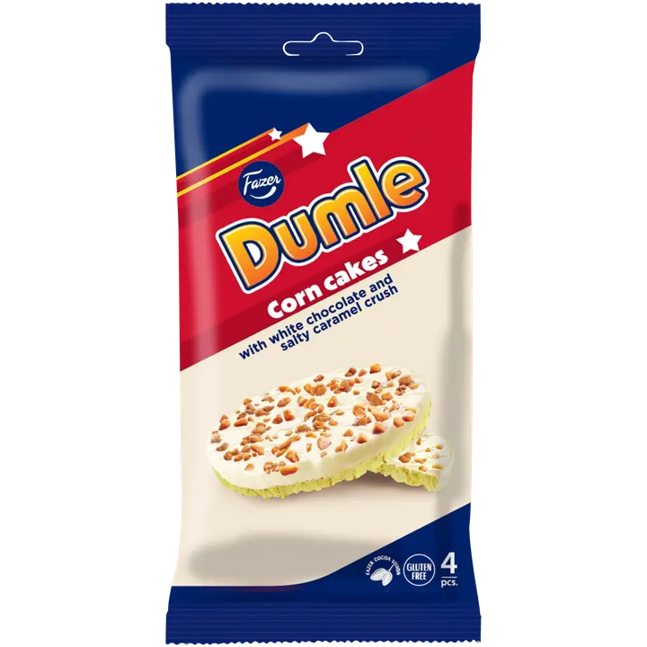 Fazer Dumle maissikakku valkosuklaalla ja suolaisella karamellilla 4kpl 66g