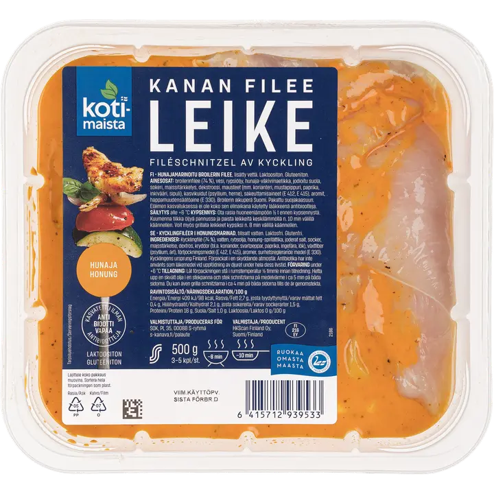 Kotimaista kanan fileeleike hunajamarinoitu 500 g