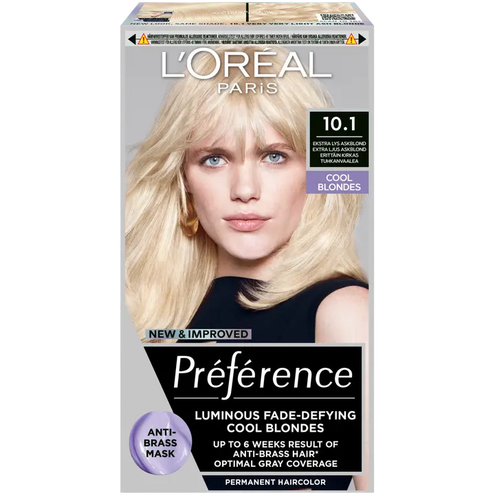 L'Oréal Paris Préférence 10.1 Helsinki Extra Light Ash Blonde Erittäin kirkas tuhkanvaalea kestoväri 1kpl