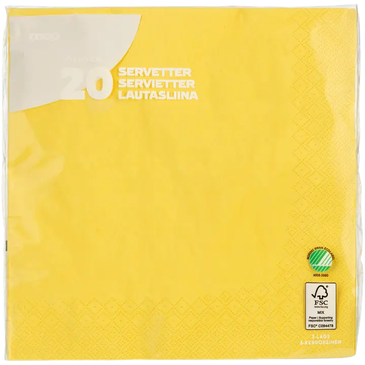 Coop lautasliina keltainen 40x40cm 20kpl