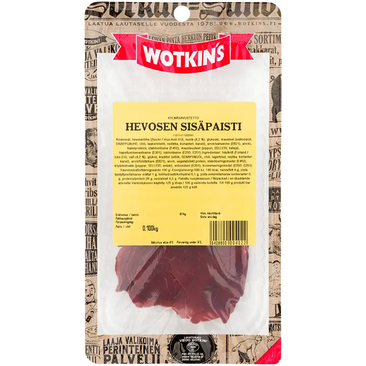 Chef Wotkins kylmäsavustettu hevosen sisäpaisti, siivutettu 100 g