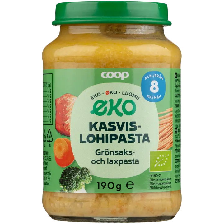 Coop Eko kasvis-lohipasta luomu 190 g 8 kk