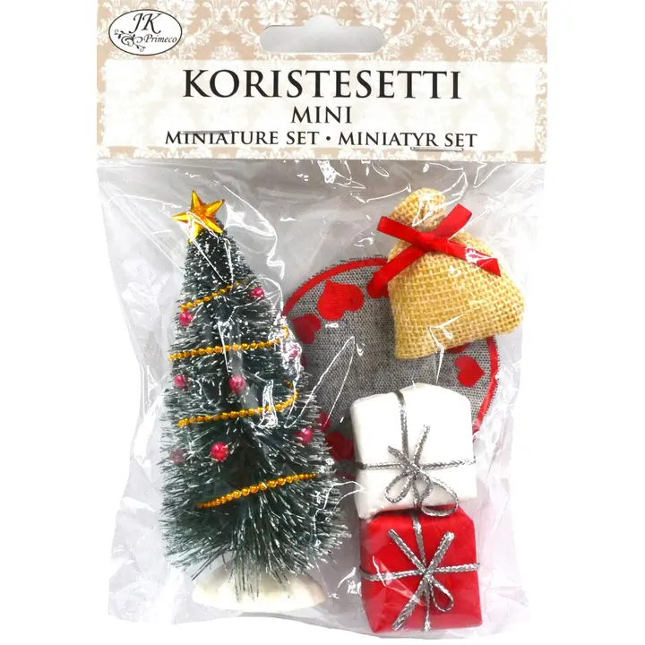 J.K. Primeco Koristesetti mini Kuusi ja lahjat 5 kpl