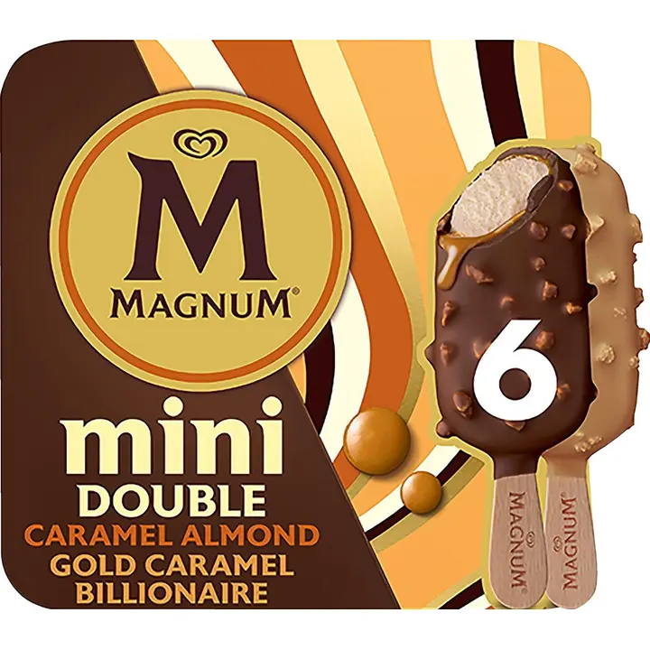 Magnum  Mini Double Caramel Almond & Double Gold Caramel Billionaire 6MP Jäätelö Monipakkaus  330ml/282g 6 kpl