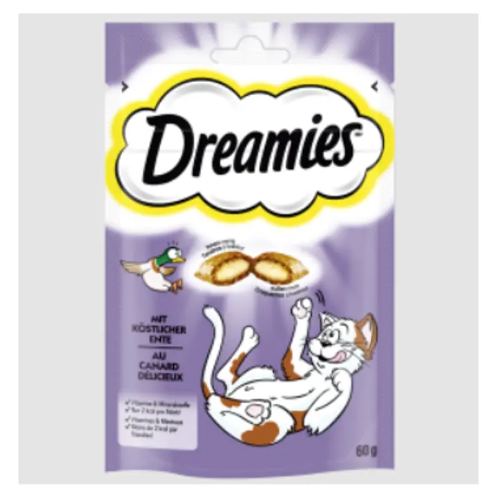 Dreamies sis. Ankkaa - Kissanherkku pussissa - (60 g)