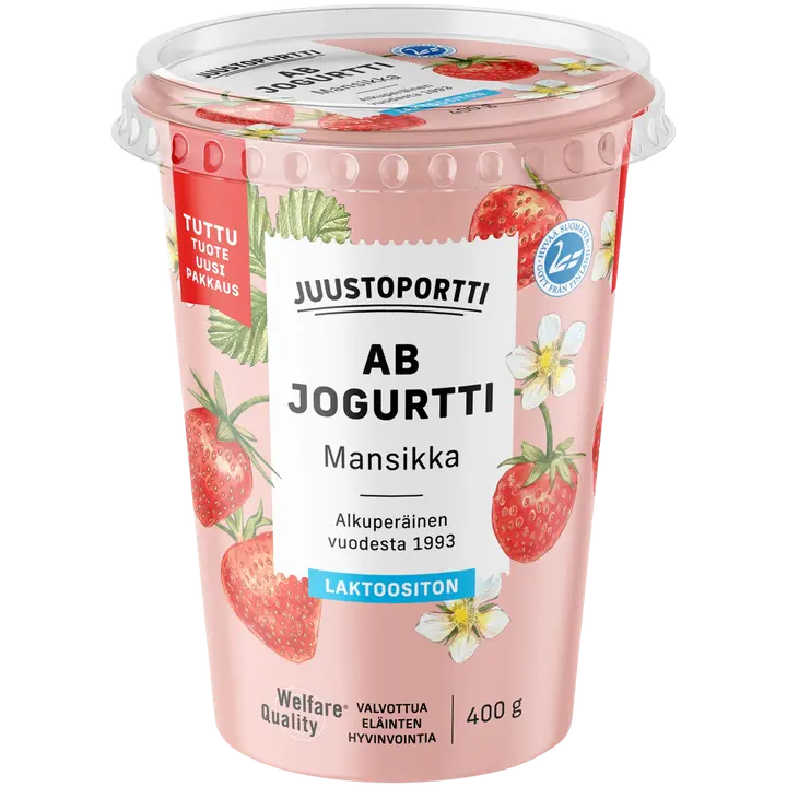 Juustoportti AB-jogurtti 400g mansikka laktoositon