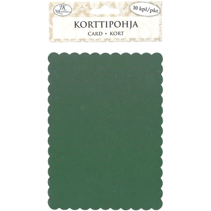 J.K. Primeco korttipohja Aaltoreuna tummanvihreä 10kpl