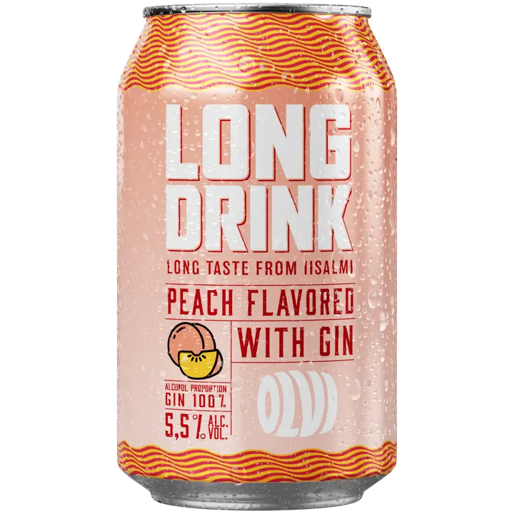 OLVI Long drink Peach with gin 5,5 % 0,33 l tlk