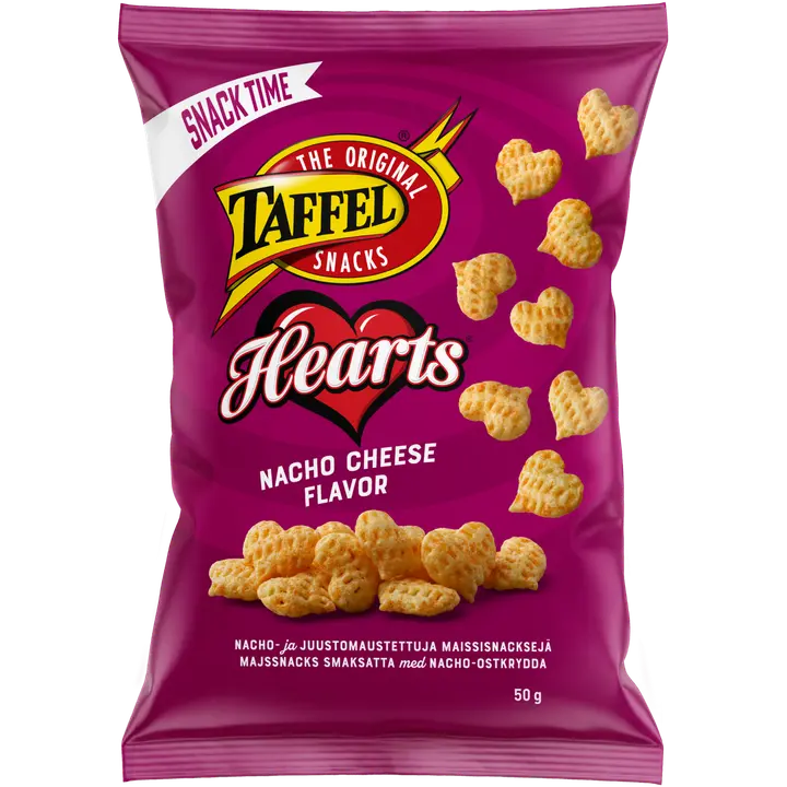 Taffel Hearts nacho cheese maustettu maissisipsi 50g