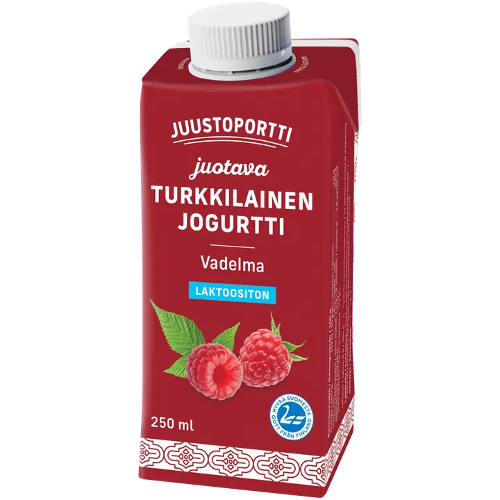 Juustoportti juotava turkkilainen jogurtti 250 ml vadelma laktoositon