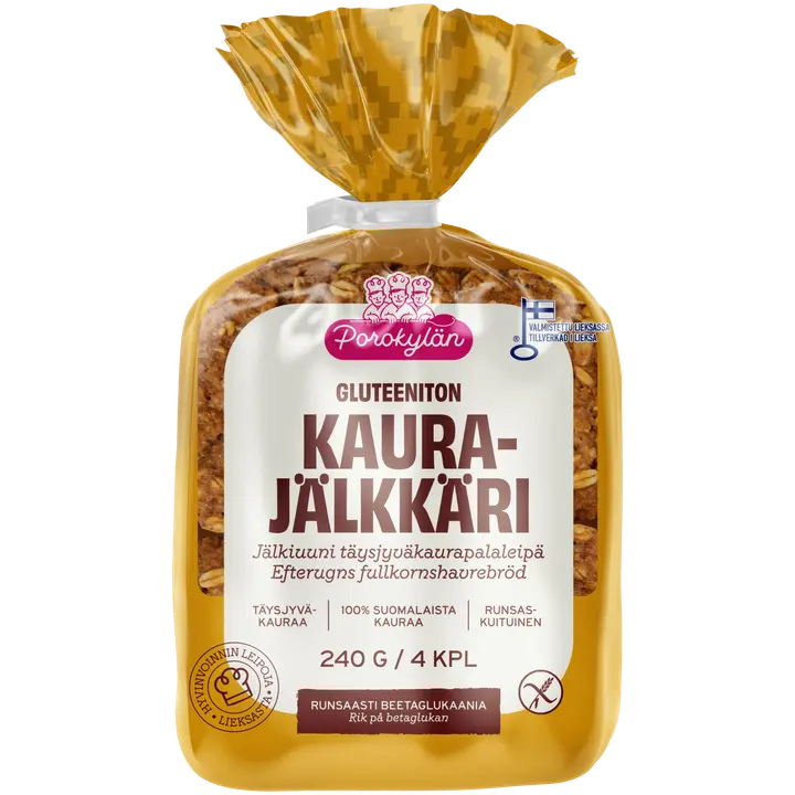 Porokylän KauraJälkkäri 4 kpl / 240 g gluteeniton jälkiuuni täysjyväkaurapalaleipä