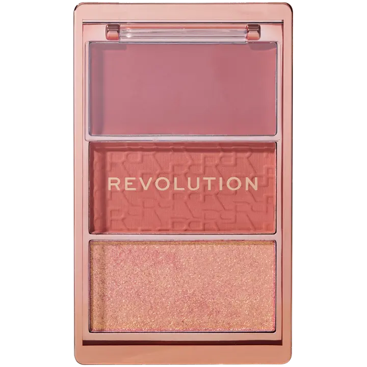 Makeup Revolution poskipuna- ja korostusmeikkipaletti 3 sävyä aura points rose