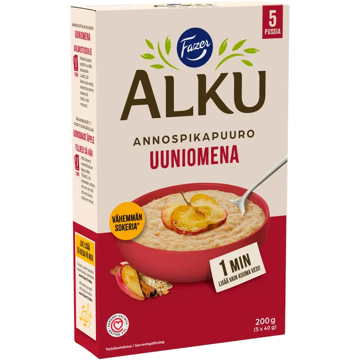 Fazer Alku Uuniomena annospikapuuro 200 g (5 x 40 g)