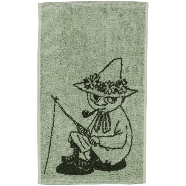 Moomin Arabia Muumi käsipyyhe 30x50 Nuuskamuikkunen vihr.GOTS