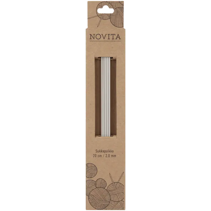 Novita Sukkapuikko 20cm - 2mm, harmaa