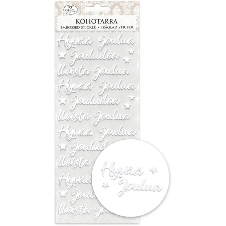 J.K. Primeco Kohotarra Joulutekstit valkoinen