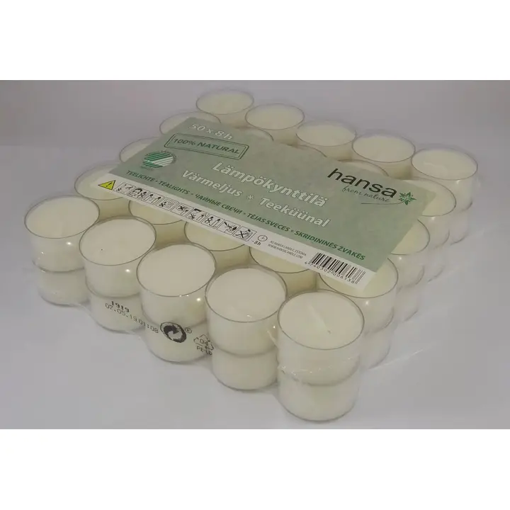 Hansa Candle lämpökynttilä 8h 50kpl muovikipossa JOUTSENMERKKI