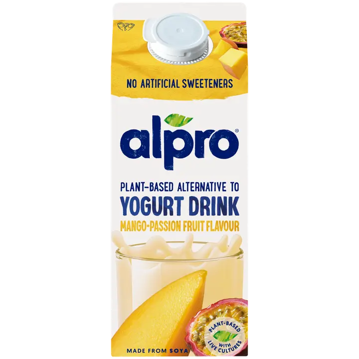 Alpro juotava hapatettu soijavalmiste, mango ja passionhedelmä 750ml