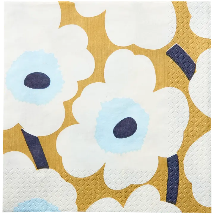 Marimekko Unikko beige sininen lautasliina 20kpl/33cm