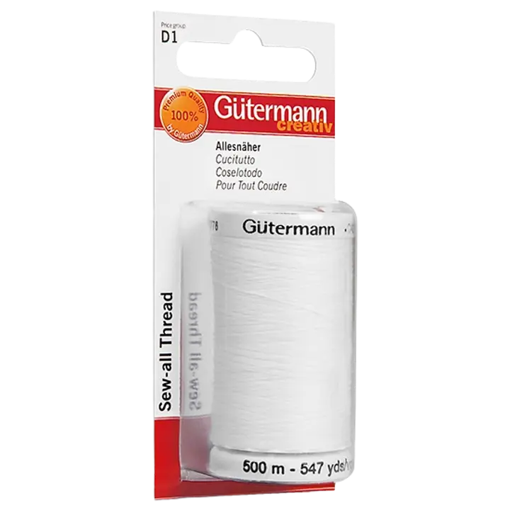 Gütermann yleisompelulanka 500 m polyesteriä, valkoinen