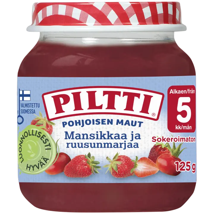 PILTTI Pohjoisen Maut 125g Mansikkaa ja ruusunmarjaa marjasose 5kk