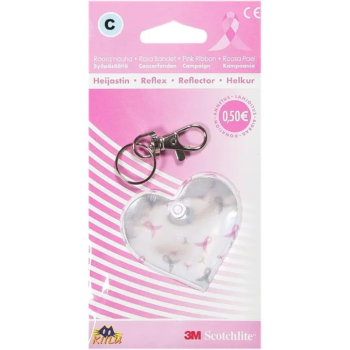 Kiilu C Roosa Nauha Sydän heijastin logo