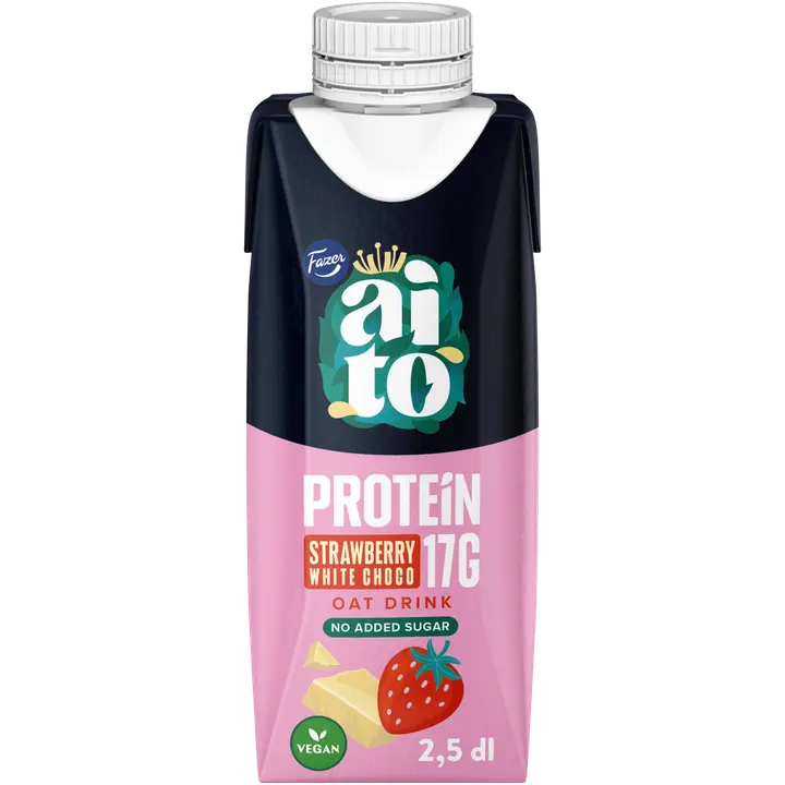 Fazer Aito Proteiinikaurajuoma Strawberry & White Choco 2,5 dl