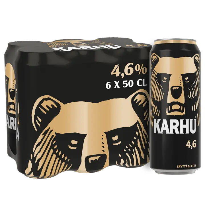6-pack Karhu Lager olut 4,6% tölkki 0,5 L