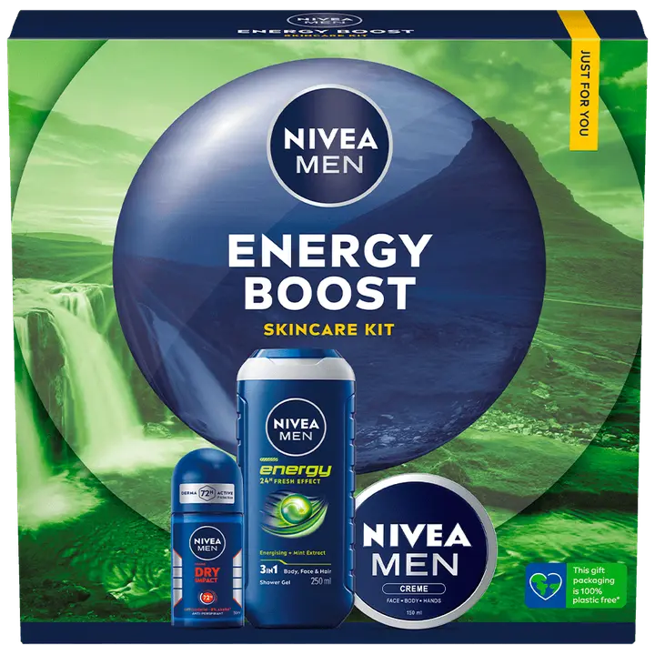 NIVEA MEN Energy Boost lahjapakkaus 2025 sis. 3 tuotetta