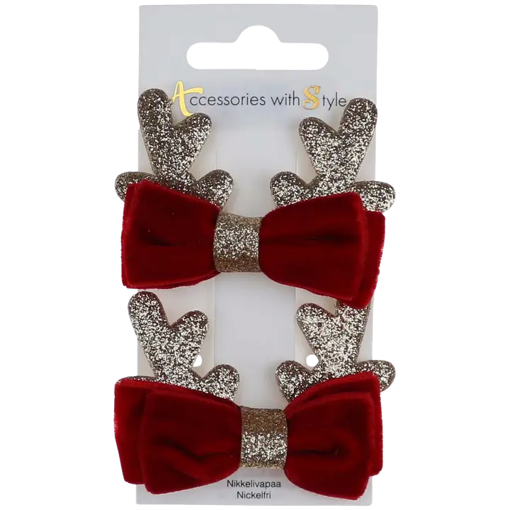 Accessories with style Pinnisetti rusetti&sarvet punainen