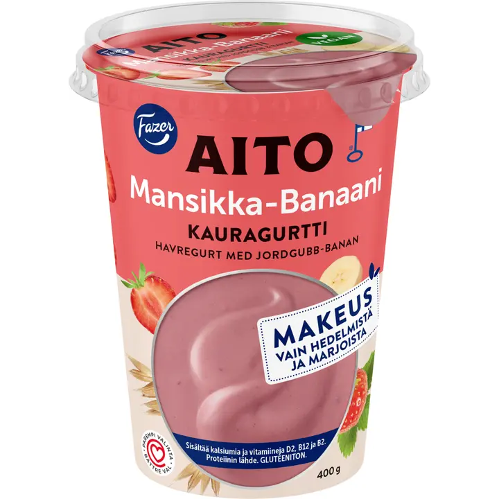 Fazer Aito Kauragurtti Mansikka-Banaani 400g, gluteeniton fermentoitu kauravälipala