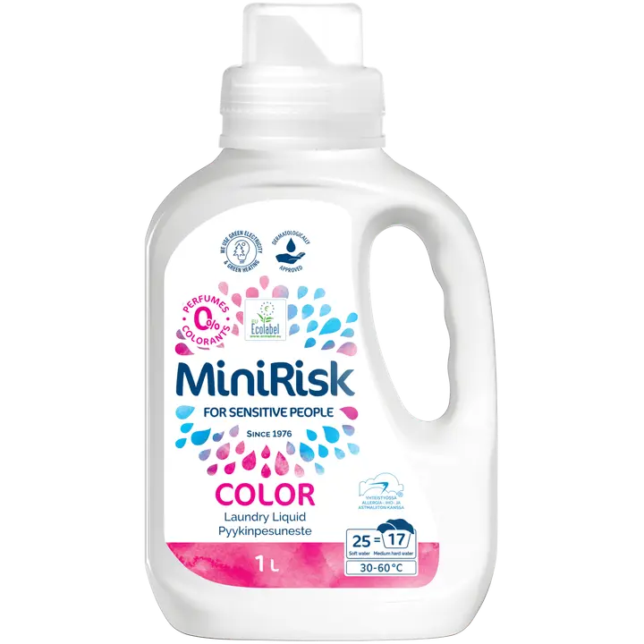 Mini Risk Color hajusteeton pyykinpesuneste, 1L