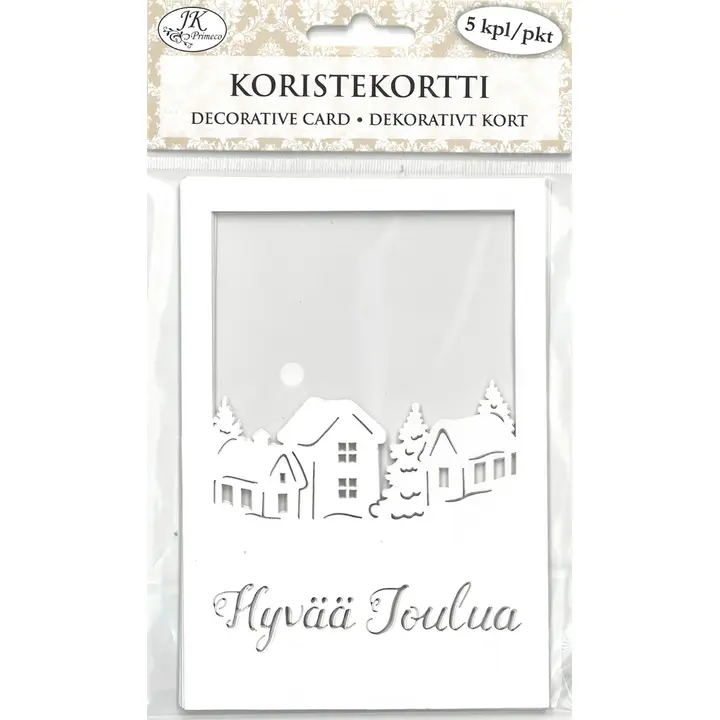 J.K. Primeco Koristekortti Talot ja teksti 5 kpl