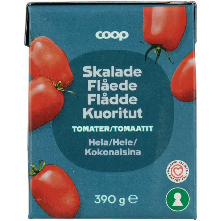 Coop kuoritut kokonaiset tomaatit 390 g