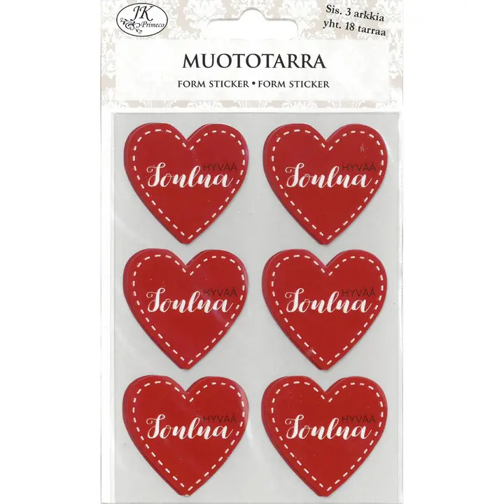 J.K. Primeco Muototarra jouluteksti sydän punainen 3ark/pkt