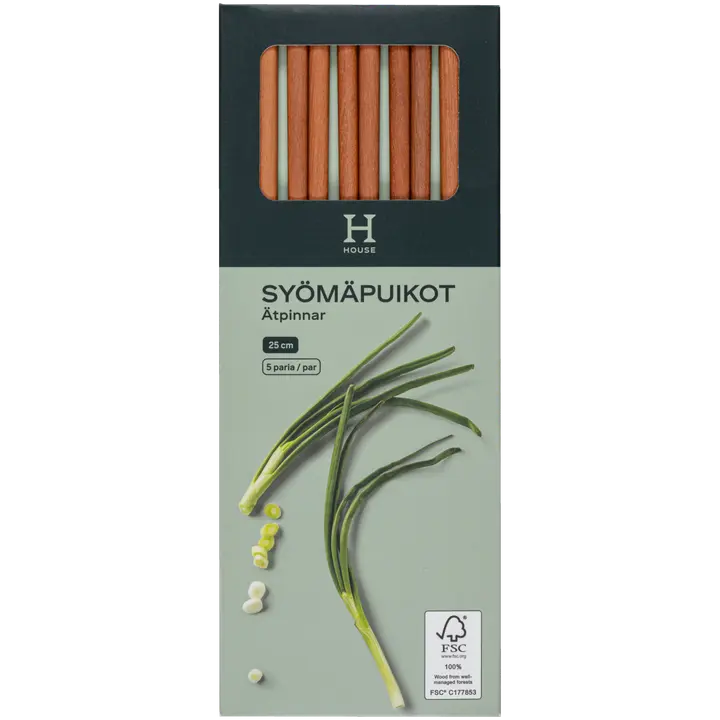 House syömäpuikot akasia 25 cm 5 paria