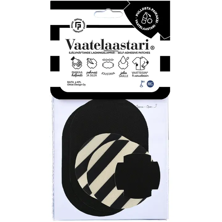 Fab Patch tekstiilipaikka vaatelaastari Raita 5 kpl
