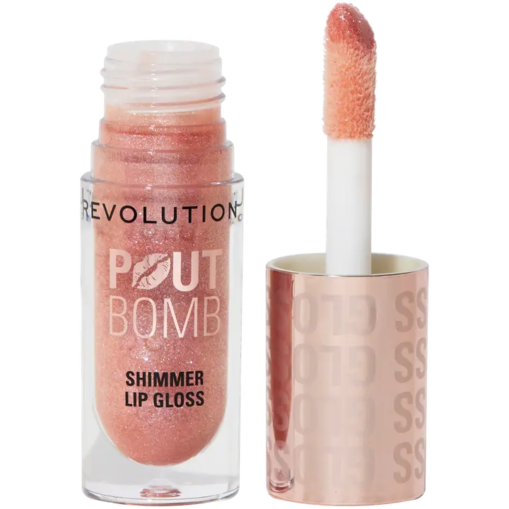 Revolution pout bomb shimmer huulikiilto 4,6ml glimmer nude