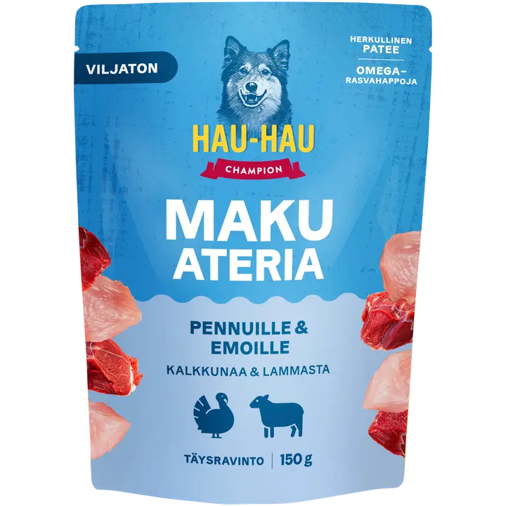Hau-Hau Champion Makuateria Pennuille & emoille kalkkunaa & lammasta 150 g