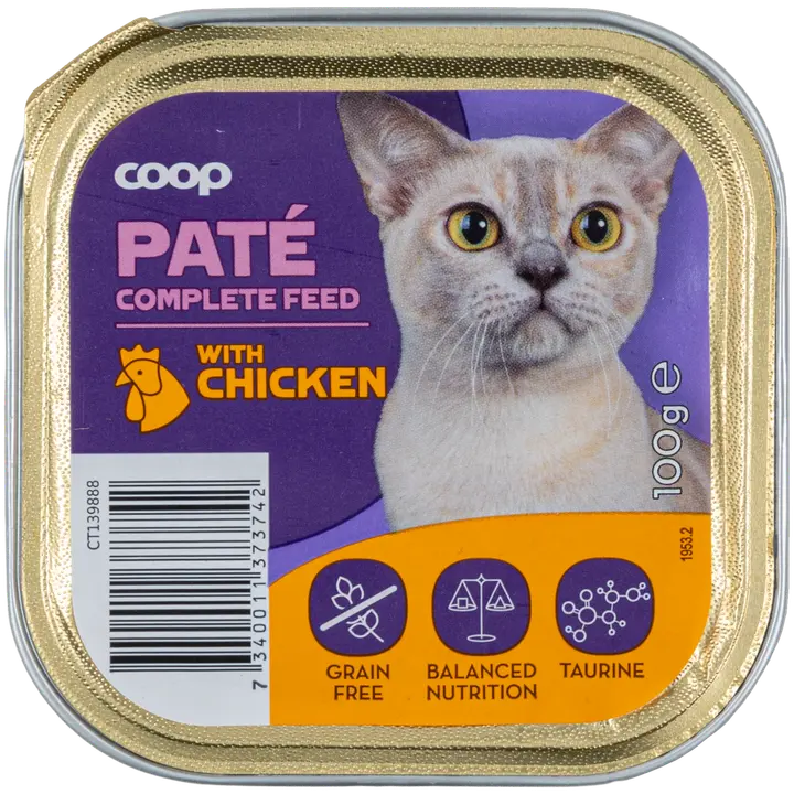 Coop kanaa sisältävä patee täysikasvuisille kissoille 100 g